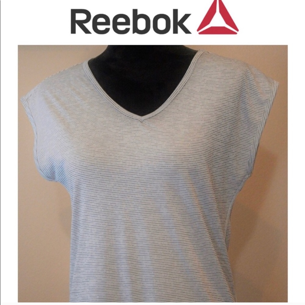REEBOK Dri Fit V Neck Stripe Shirt Sz. XS